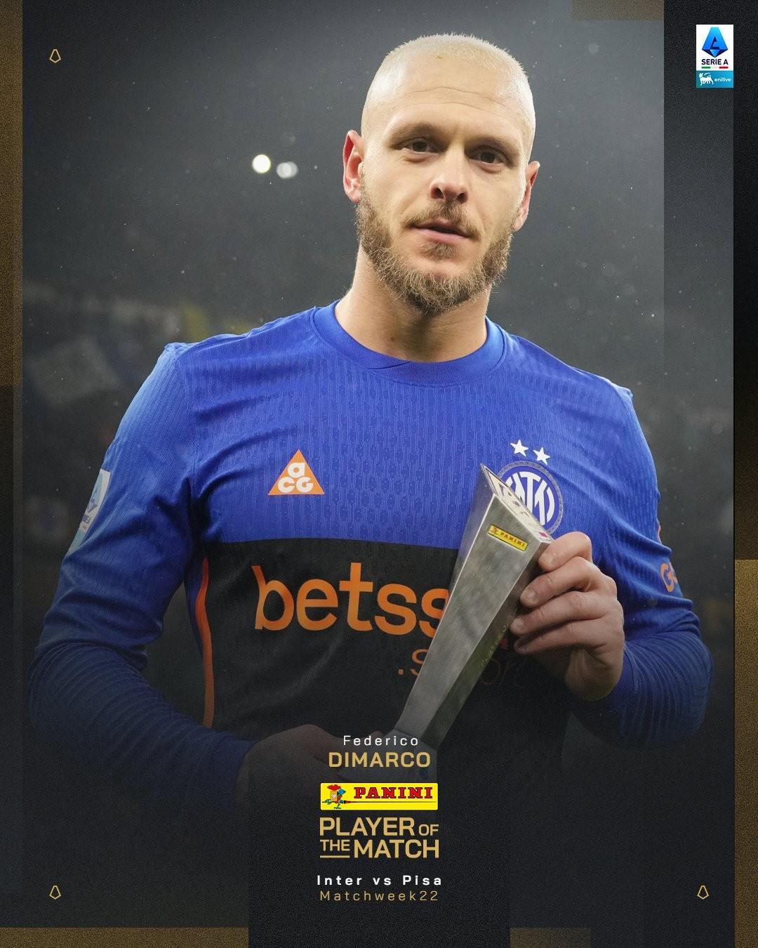 开云体育-替补出场独造三球，迪马尔科当选国米vs比萨全场最佳